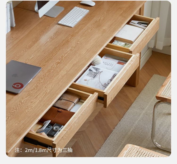 Oak, Ash Solid Wood USB Office Desk