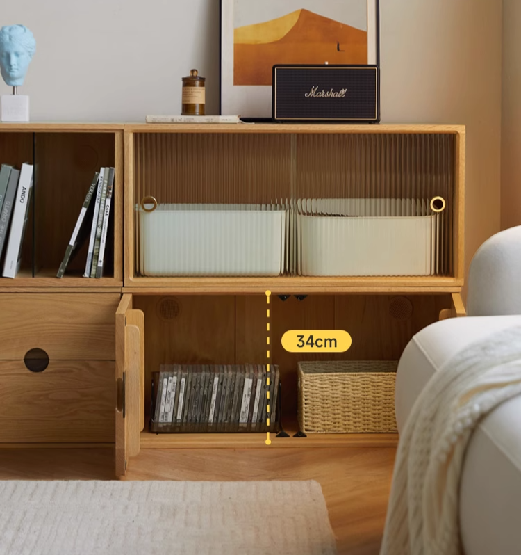 Oak Solid Wood Modern TV Cabinet.