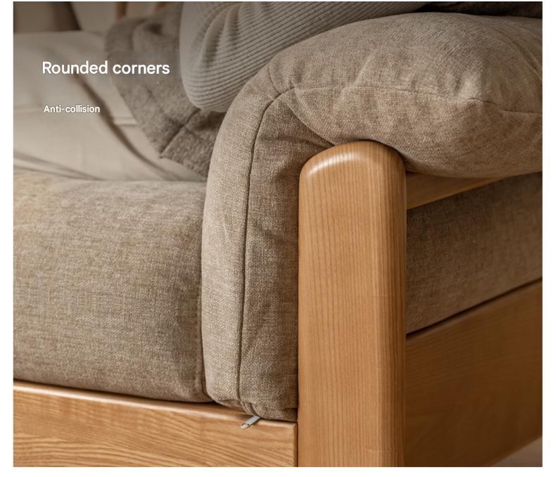 Ash Solid Wood Genuine leather, fabric sofa