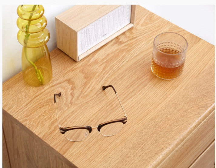 Oak solid wood nightstand"