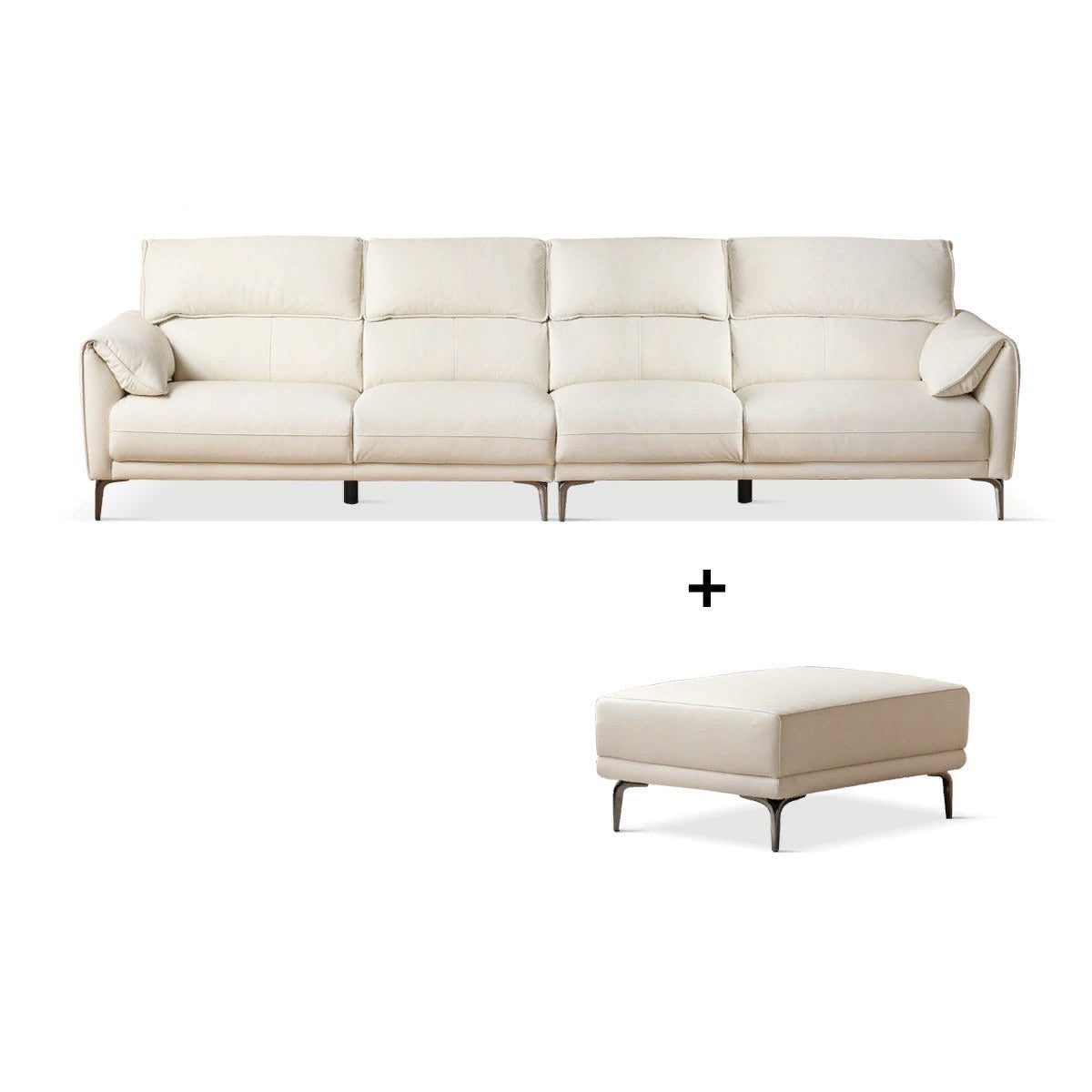 First Layer Cowhide Leather Goose Down Sofa.