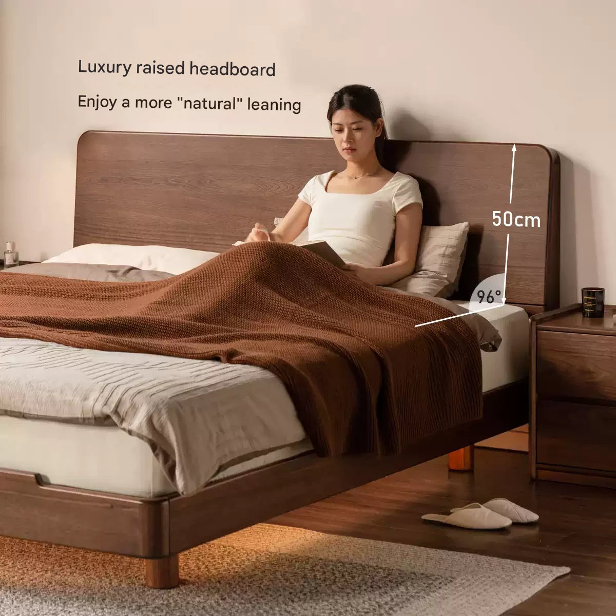 Sandalwood Solid Wood Modern Simple luminous Multifunctional Bed