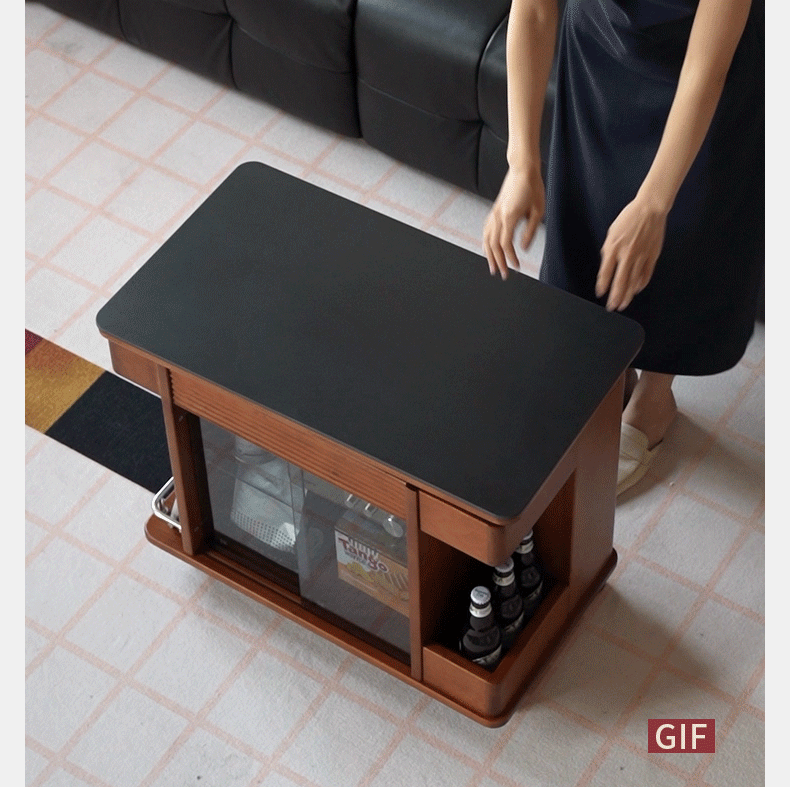 Tulipwood Solid Wood Elevating Rock Board Side Table