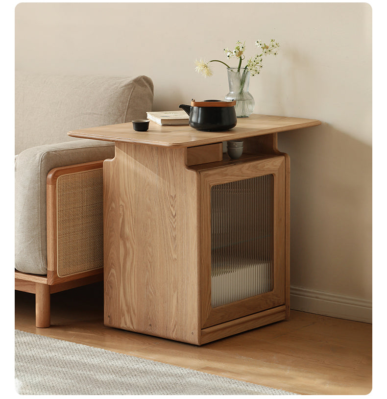 Ash Solid Wood Mobile Coffee Cabinet