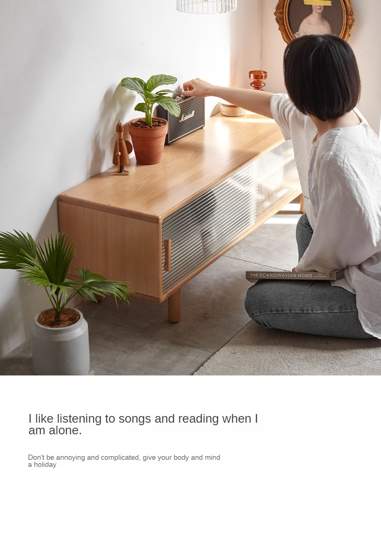 Beech Solid Wood TV Storage Cabinet.