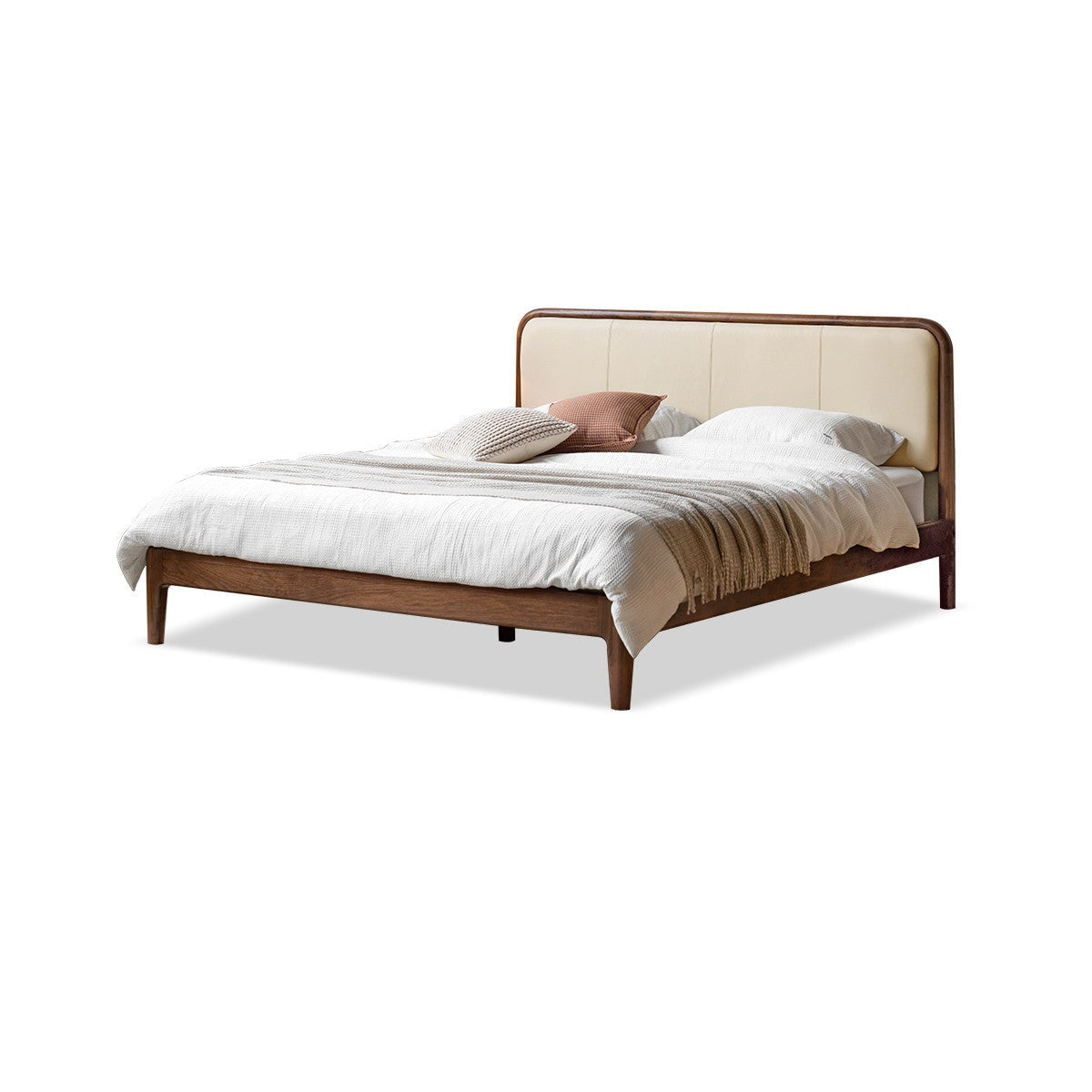 Black Walnut,Cherry Wood Cowhide Leather,Technical Cloth Bed