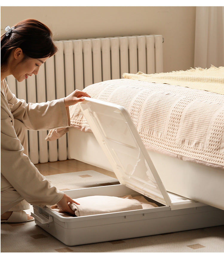 Genuine Leather Cream Suspended Bed