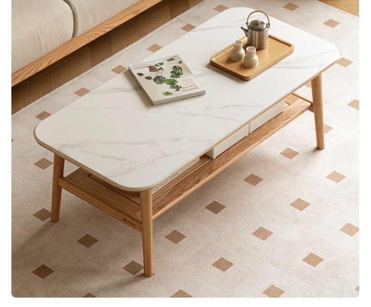 Oak, Beech Solid Wood Slate Coffee Table