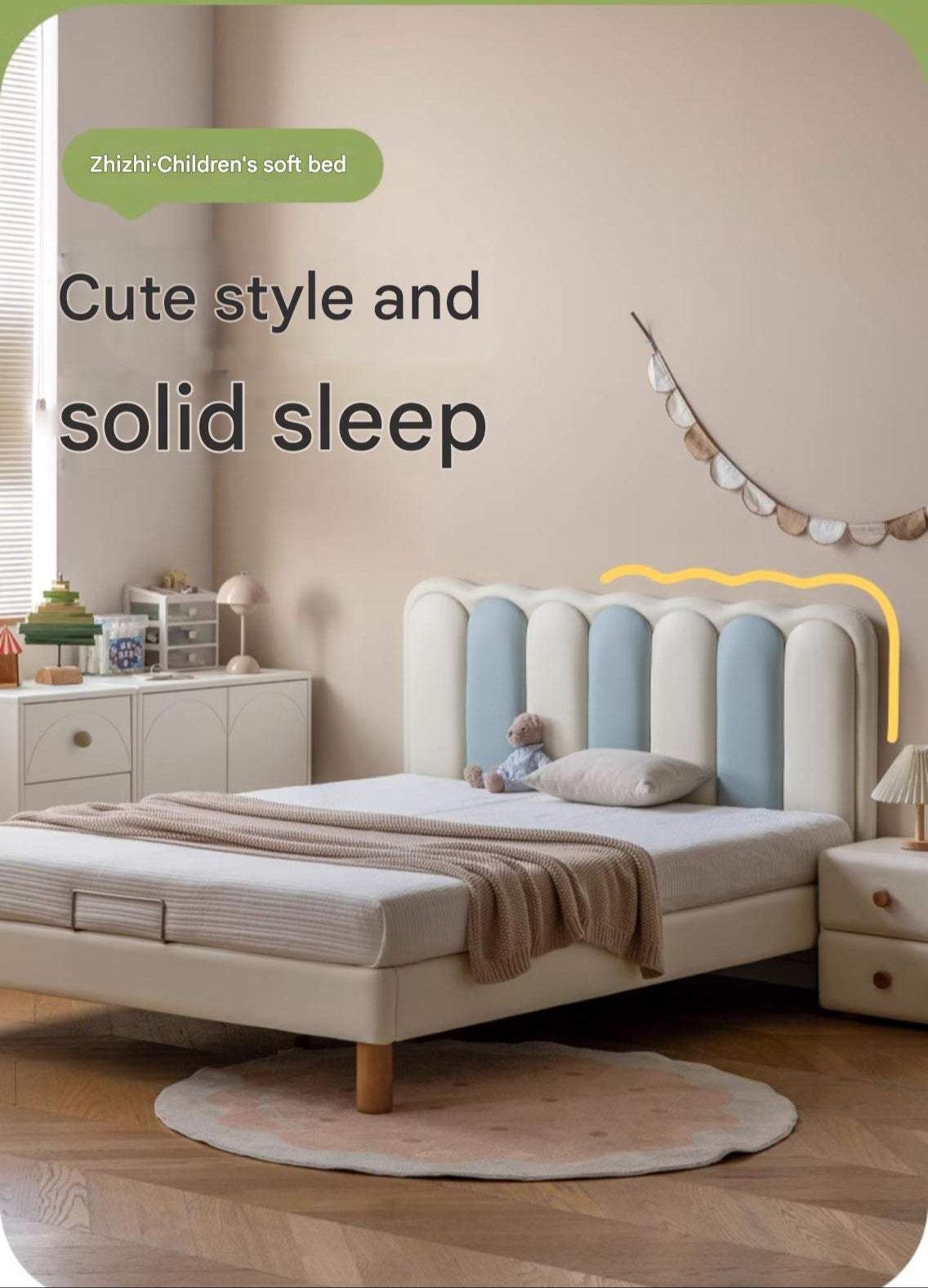 Organic leather cream style white Children's Bed