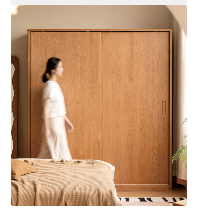 Cherry Wood Sliding Door Wardrobe.