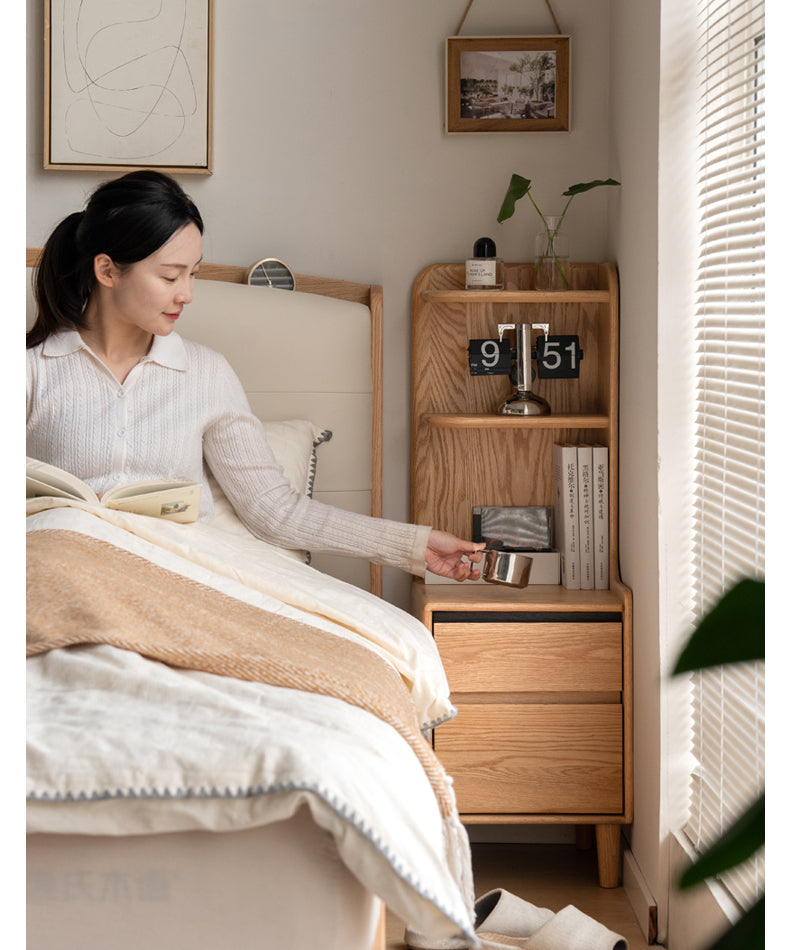 Oak Solid Wood Modern Nightstand.