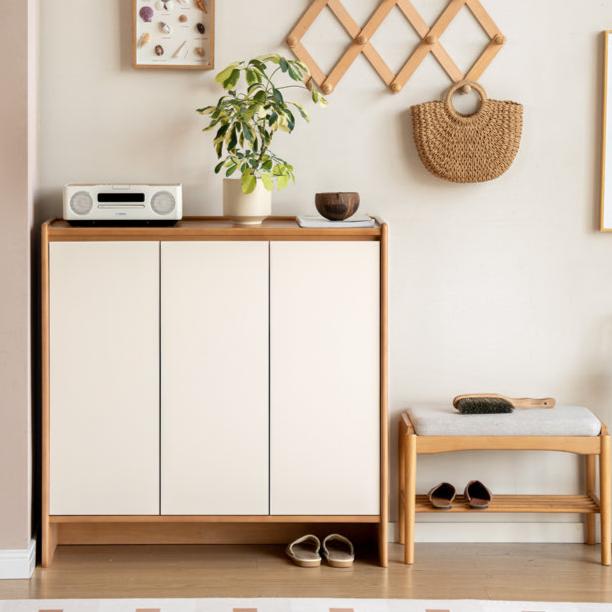 Poplar, Rubber Solid Wood Shoe Cabinet.