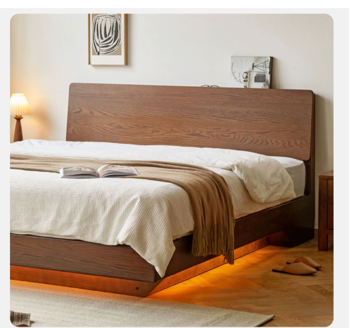 Black Walnut, Oak Suspended Luminous Box Bed