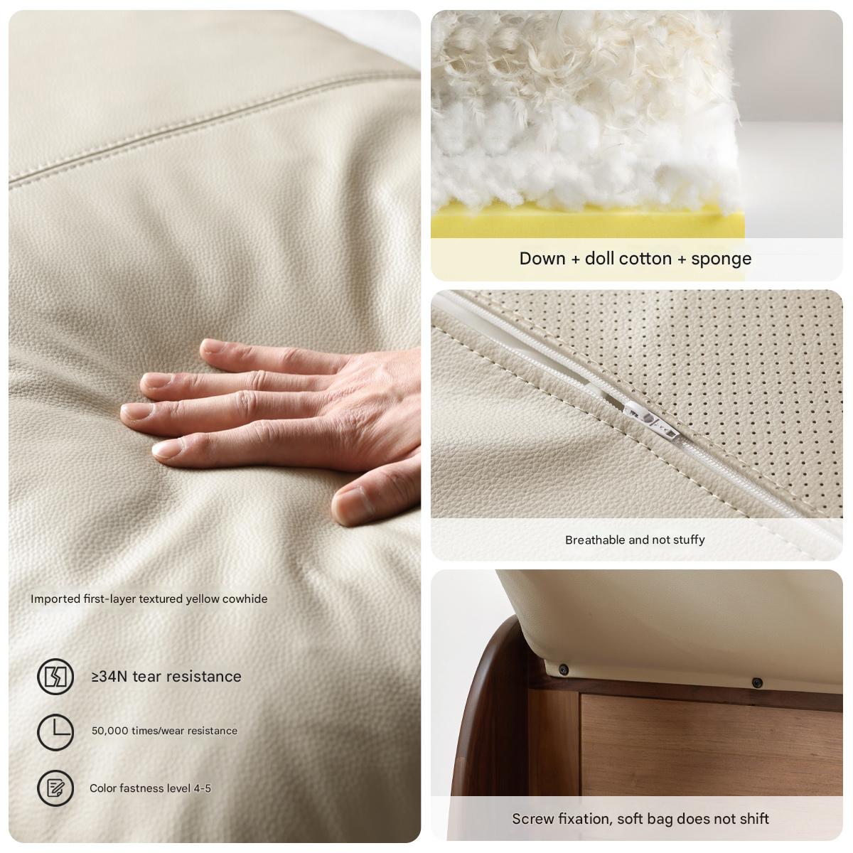 Oak Solid Wood Top Grain Leather, Technical Cloth ,Fabric Bed