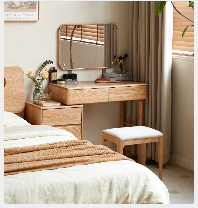 Solid Rubberwood, Oak, Beech Solid Wood Retractable Dressing Table Modern.