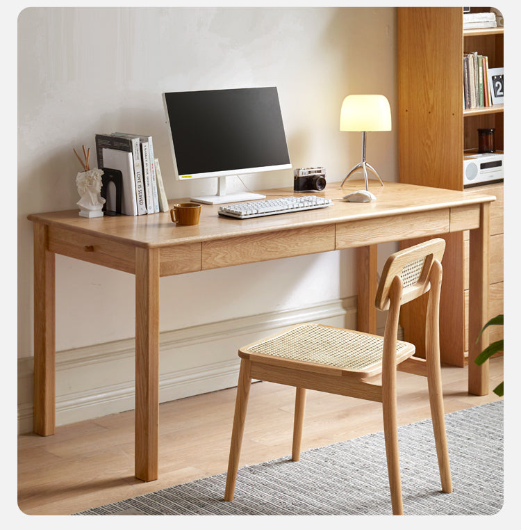 Oak, Ash Solid Wood USB Office Desk
