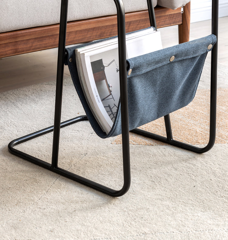 Black Walnut, Oak Solid Wood C-shaped Iron Side Table