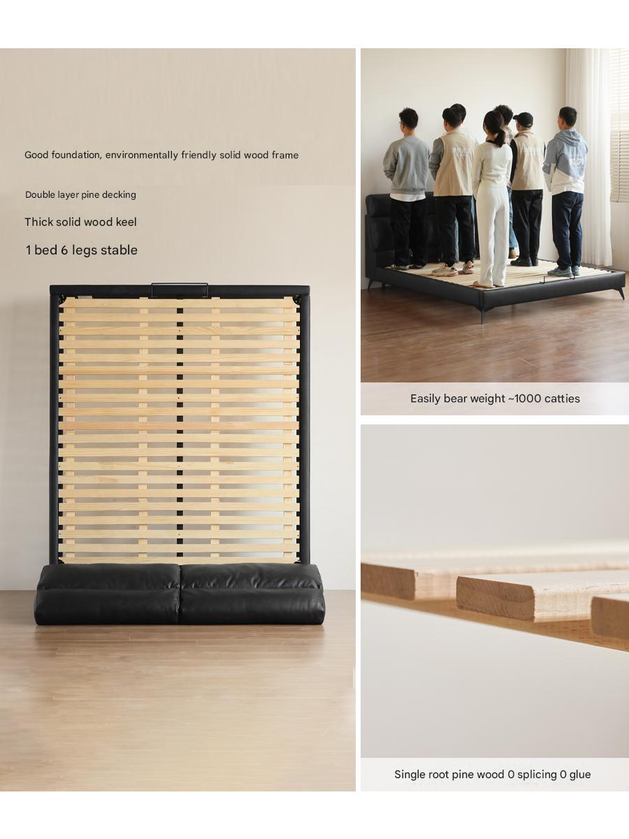 Leather Upholstered Bed with Down Filling