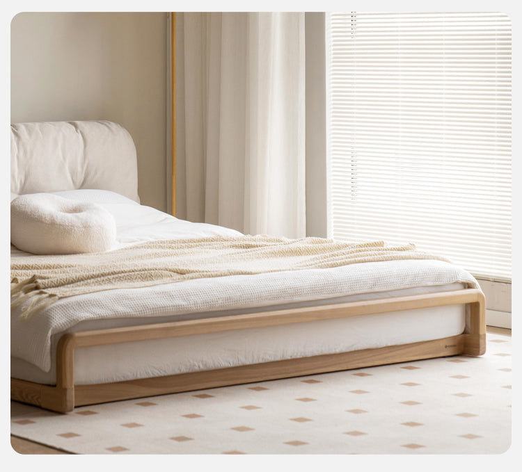 Ash Solid Wood Technology Cloth Floor Bed