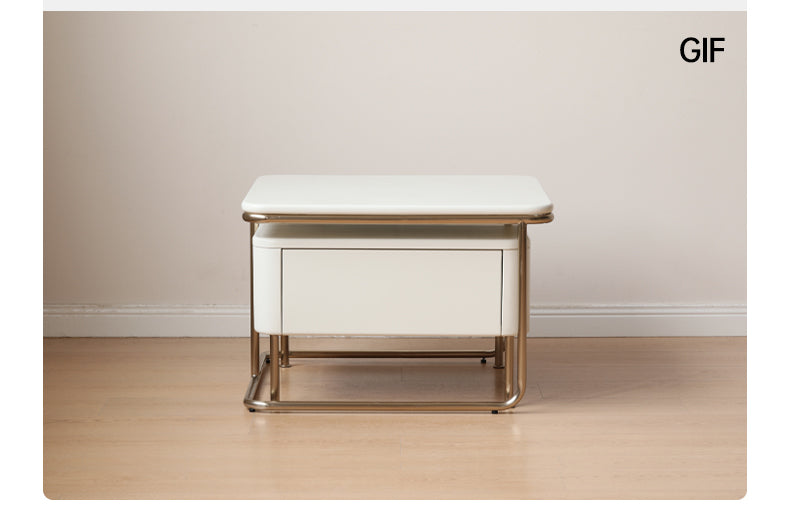 Poplar Solid Wood Combination Telescopic Coffee Table Cream Wind