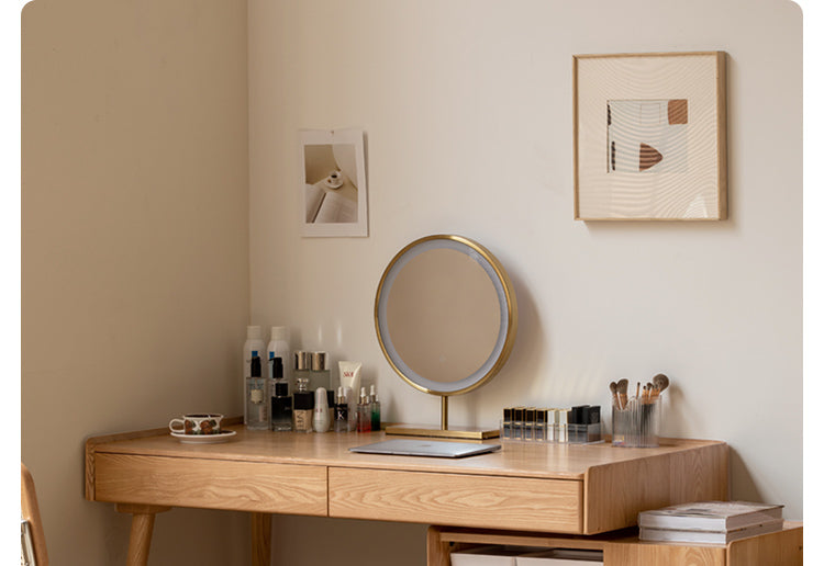 Ash Solid Wood Retractable Desk with Cabinet, Home Office