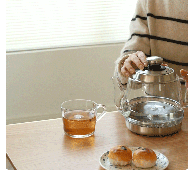 Oak, Black Walnut Solid Wood Movable Tea Cabinet With Tea Maker