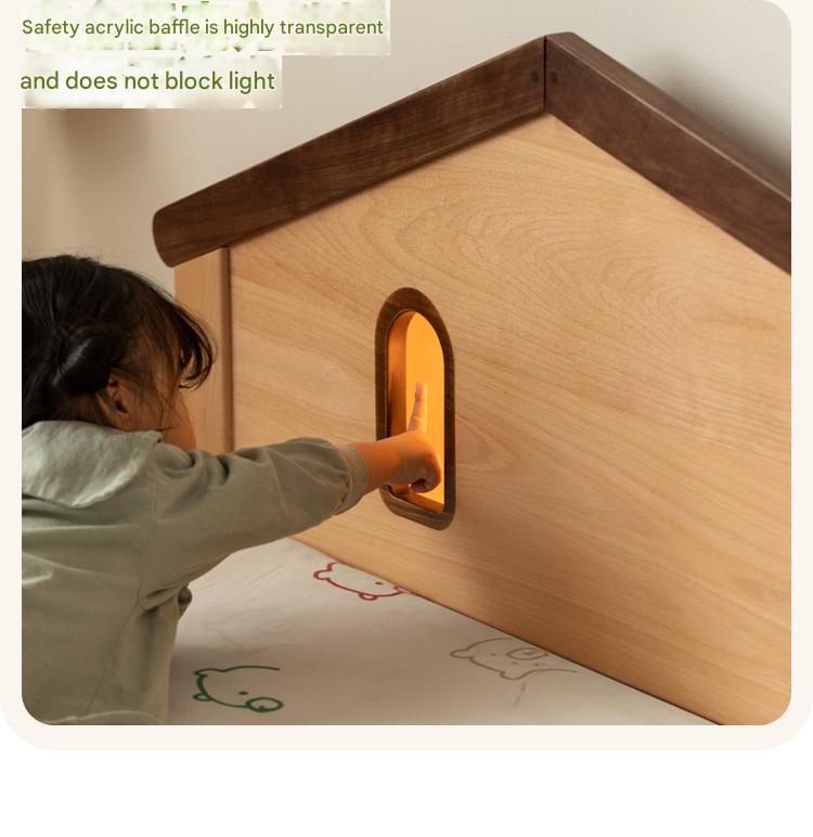 Beech, Poplar, Little House Kids Bed with 15min Delay Turning Off the Lights<