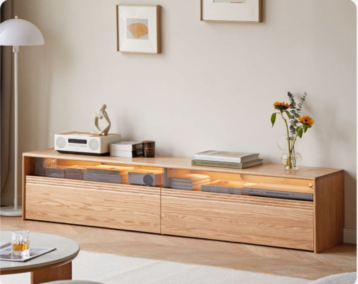 Oak, Cherry Wood, Black Walnut, TV Stand Floor Cabinet