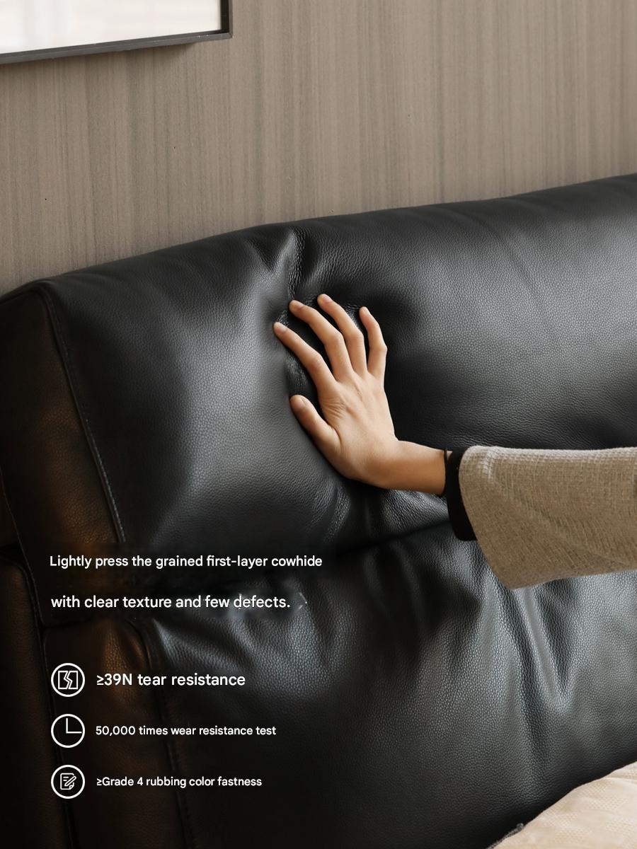 Leather Upholstered Bed with Down Filling