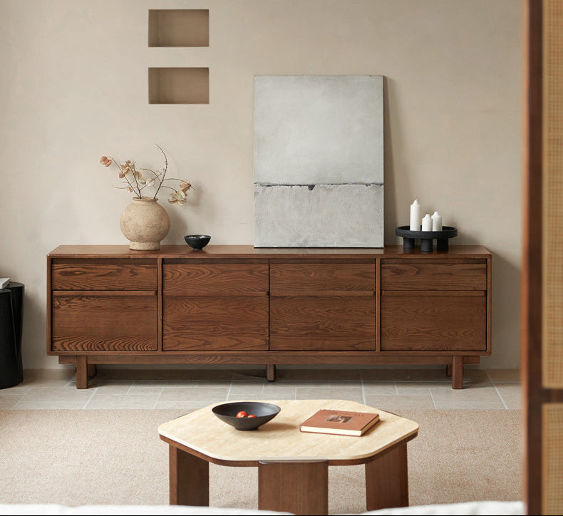 Ash Solid Wood Wabi-sabi Style TV Cabinet