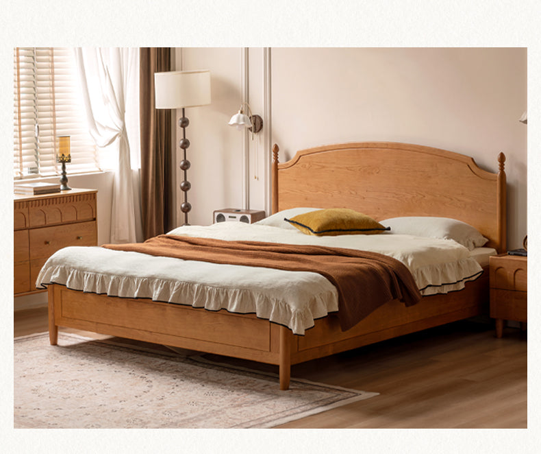 Cherry Solid Wood French Retro Storage Bed