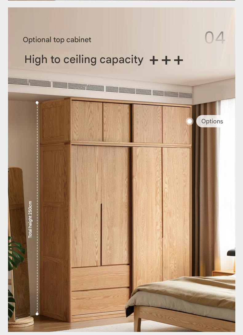 Oak Solid Wood Modern Storage Wardrobe.