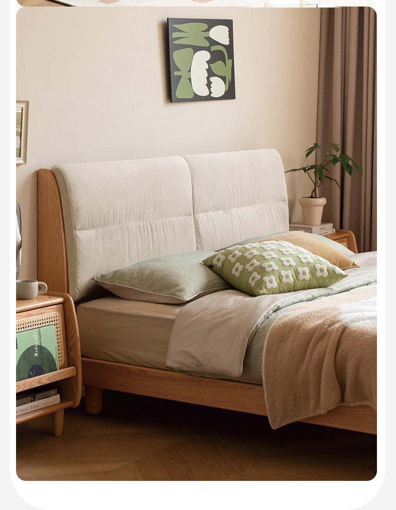Oak solid wood bed modern simple