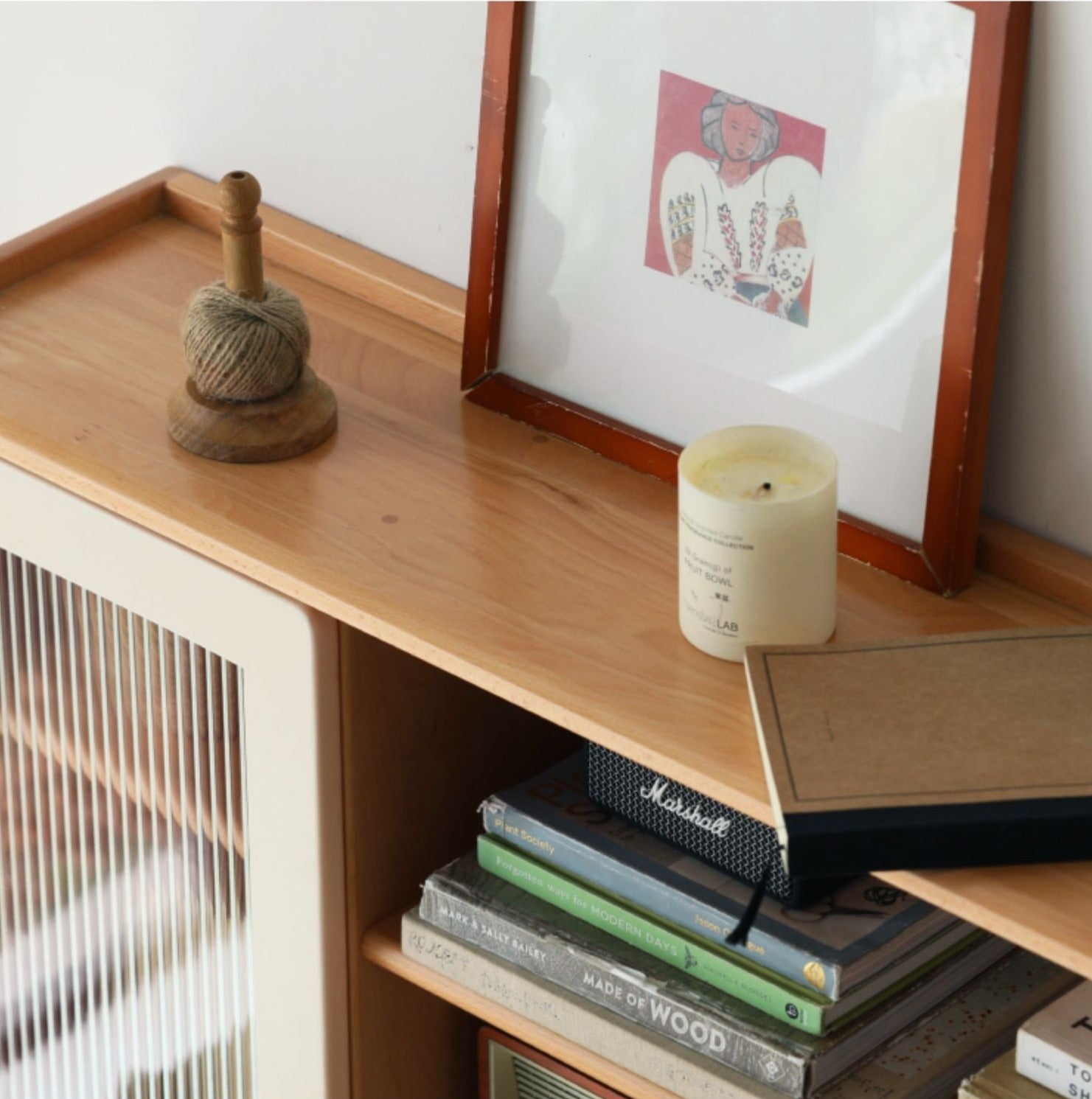 Beech Solid Wood Desk Bookshelf Integrated Study