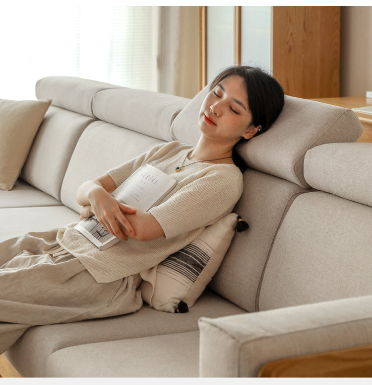 Oak, Ash Solid Wood Modern Fabric Sofa.