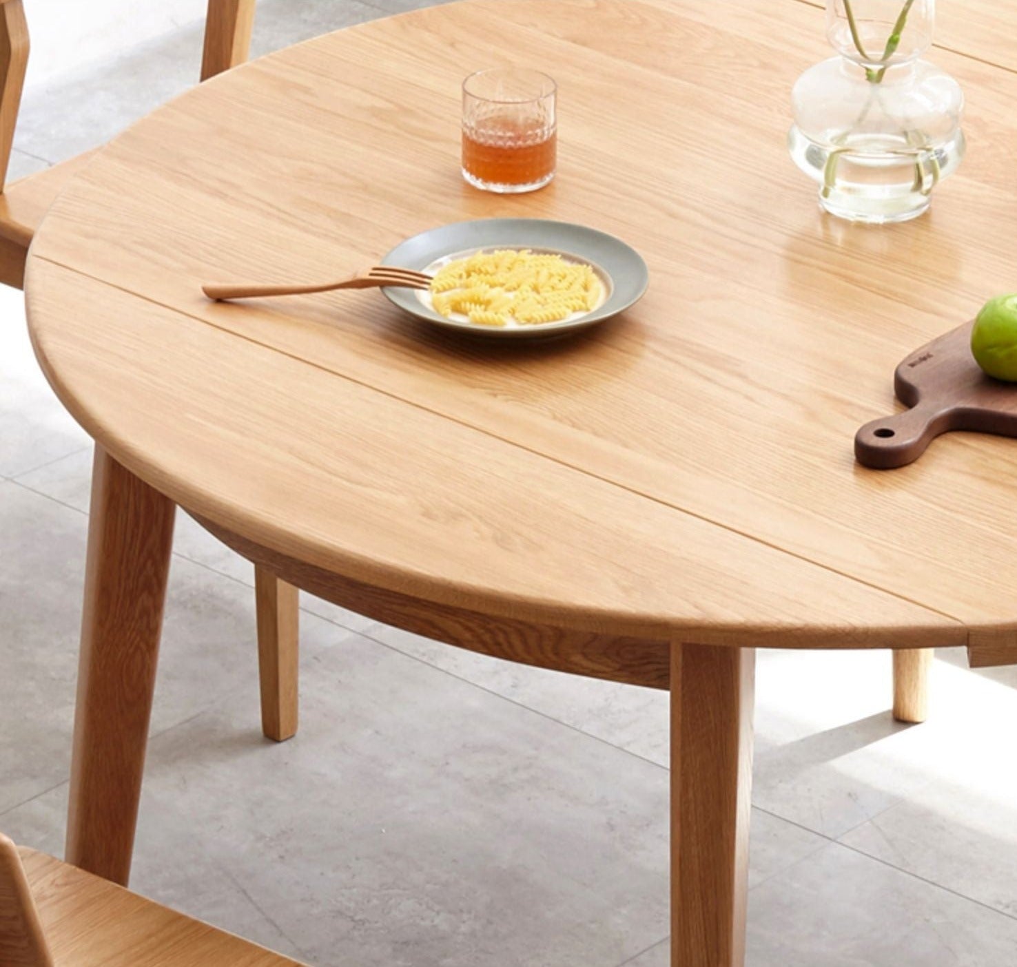 Oak solid wood folding dining table small apartment"