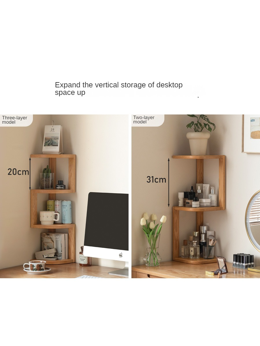 Oak Solid Wood Сorner Table Shelves