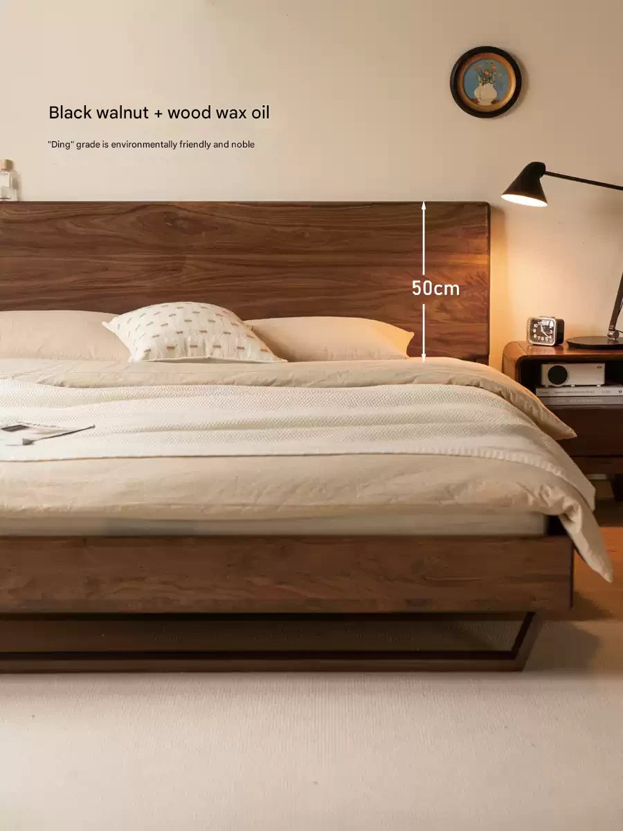 Black Walnut, golden sandalwood solid wood suspended Bed