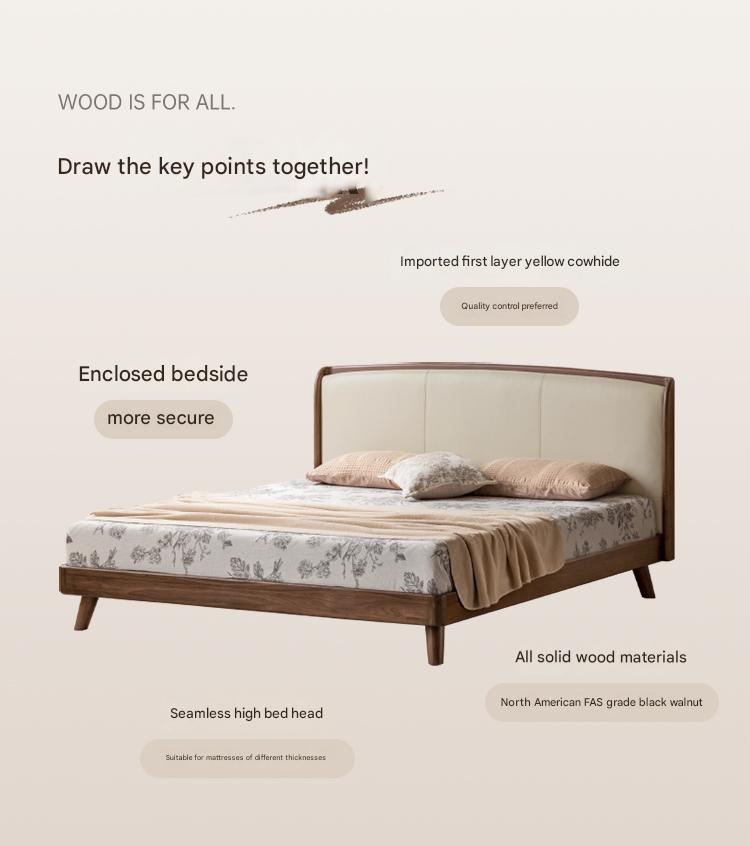 Teak, Black Walnut, Oak Solid Wood First Layer Yellow Cowhide Leather,Technical Cloth