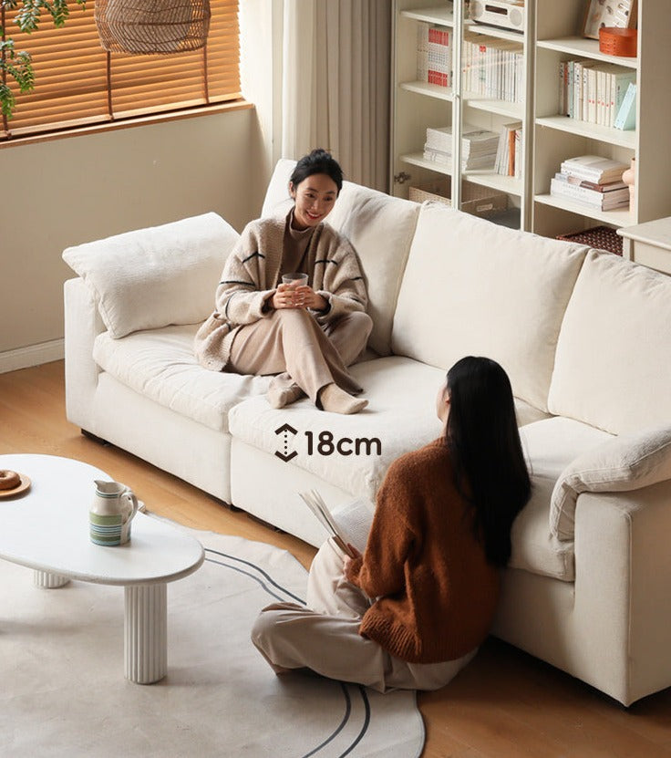Fabric White Cream Style Down Sofa.