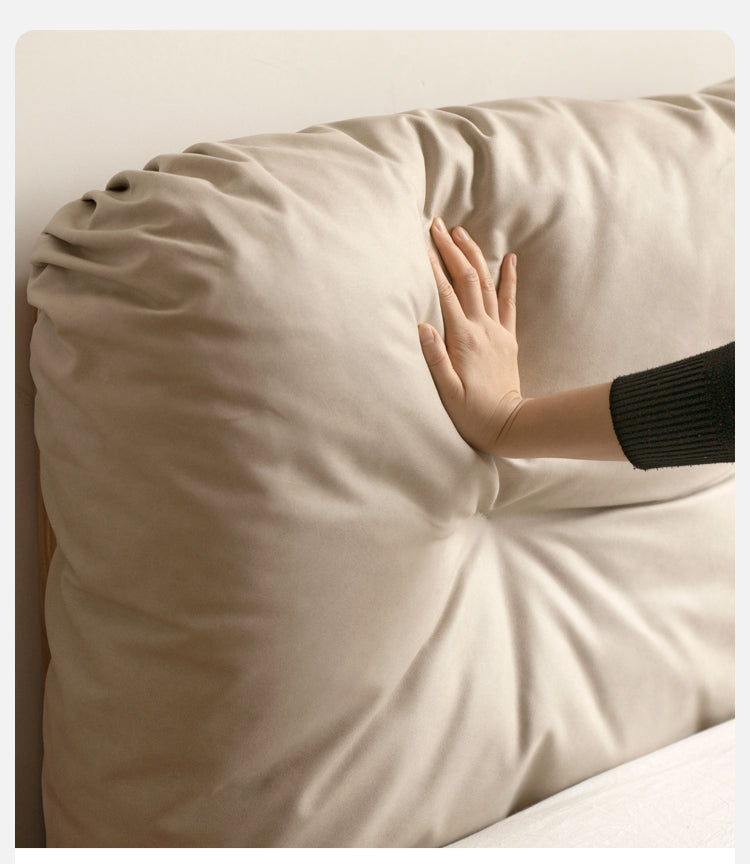 Ash Solid Wood Technology Cloth Floor Bed