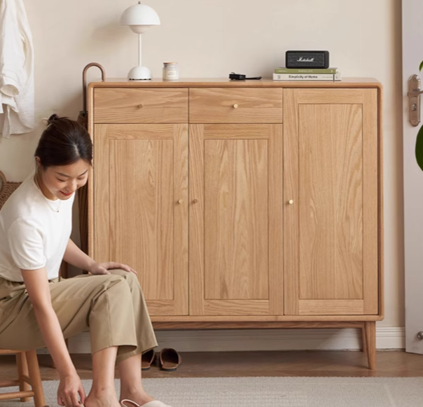 Oak Solid Wood Shoe Cabinet
