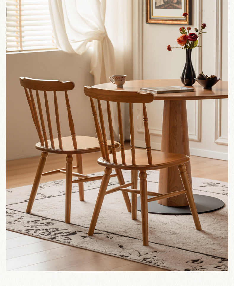 Set 4 pcs Cherry Solid Wood Retro Backrest Chair