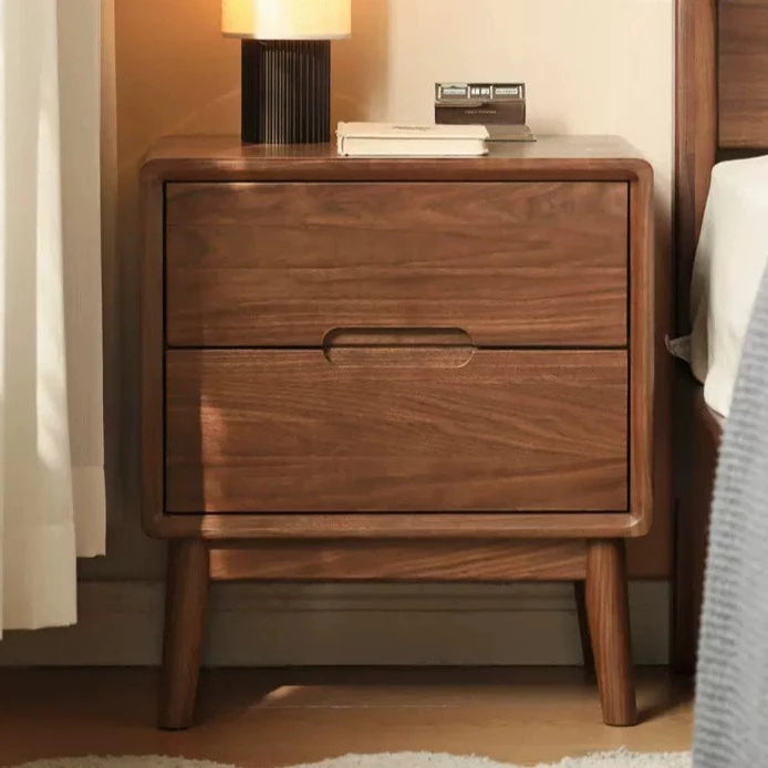 Black Walnut, Sandalwood Solid Wood Nightstand Storage)