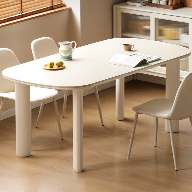 Poplar Solid Wood Rock Plated Oval Dining Table