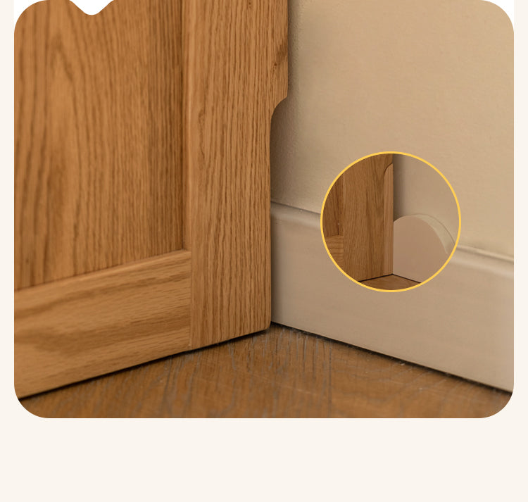 Oak Solid Wood Children's Sliding Door Wardrobe