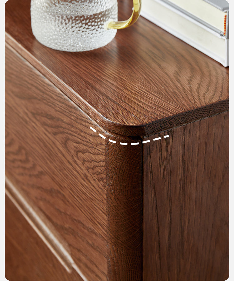 Oak solid wood Nightstand with lock"