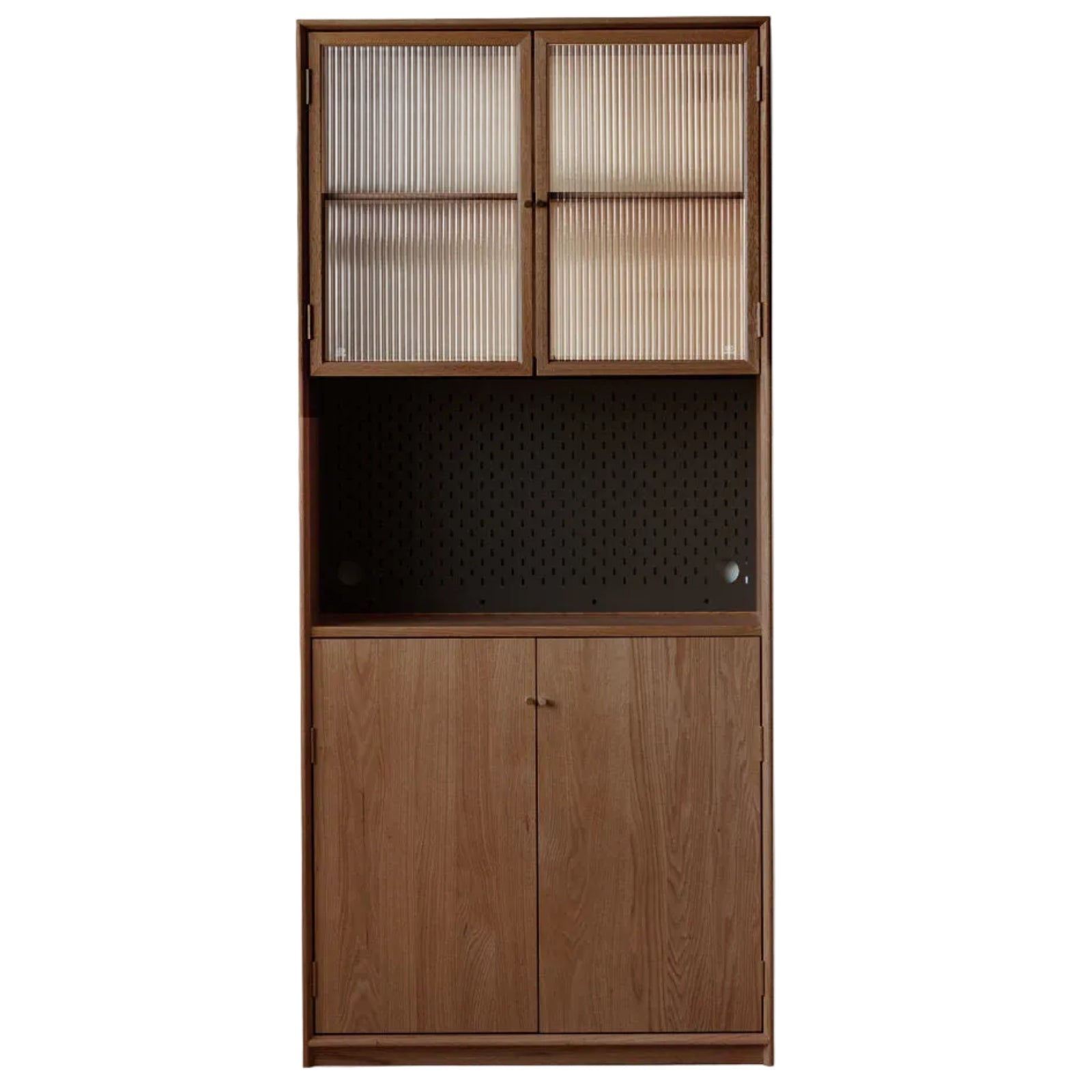 Oak, Ash Solid Wood Modular Bookcase with Glass Doors