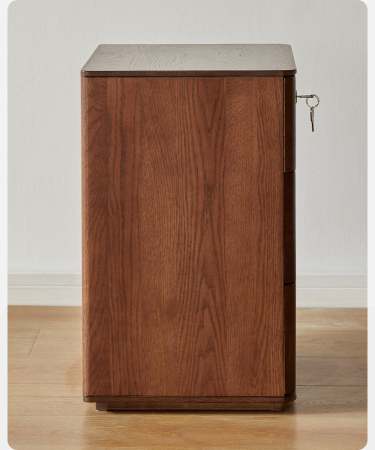 Oak solid wood Nightstand with lock"