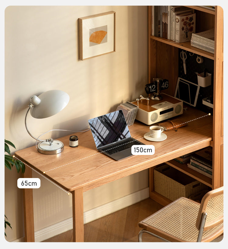 Oak Solid Wood Integrated Desk Cabinet